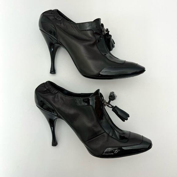 CELINE Zip-Up Leather Heeled Booties Black with Tassels Made in Italy 36 (US 6) - Picture 6 of 13